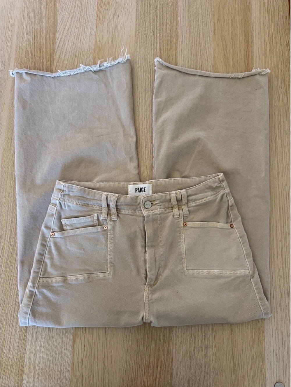 PAIGE Anessa Ankle Wide Leg Crop Khaki Pants Sz 29 Minimalist Chic Casual